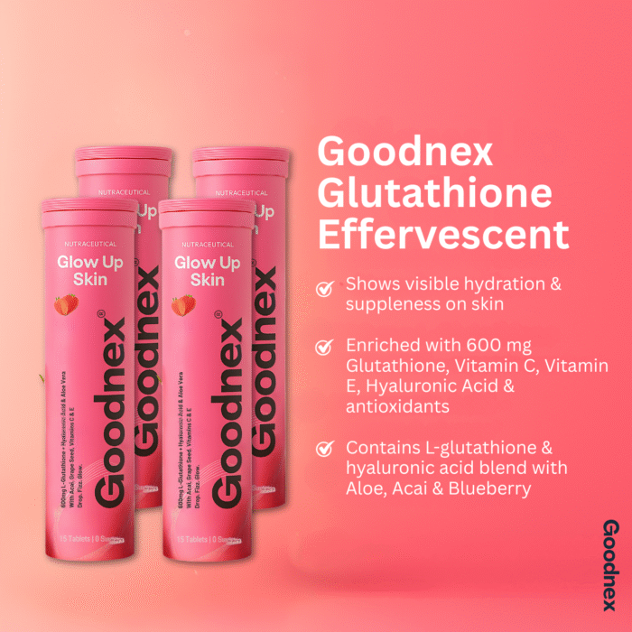 Goodnex Glutathione Effervescent – Skin Radiance, Hydration & Antioxidant Support (Strawberry Flavour, 600mg L-Glutathione) - Image 4