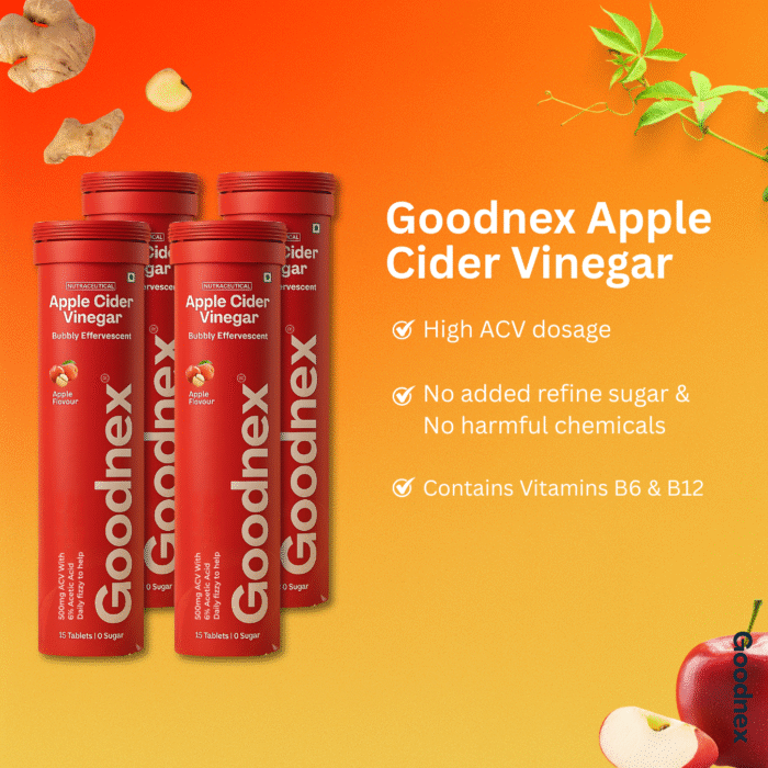 Goodnex Apple Cider Vinegar Fizz – High Potency ACV with Vitamins B6 & B12 | Zero Sugar - Image 4
