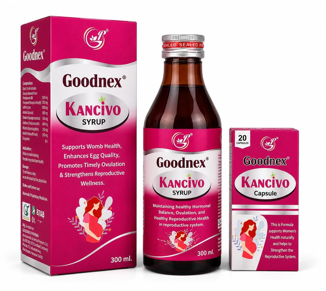 Goodnex Kancivo Syrup + Capsules | Ayurvedic Women's Fertility & Reproductive Wellness Support