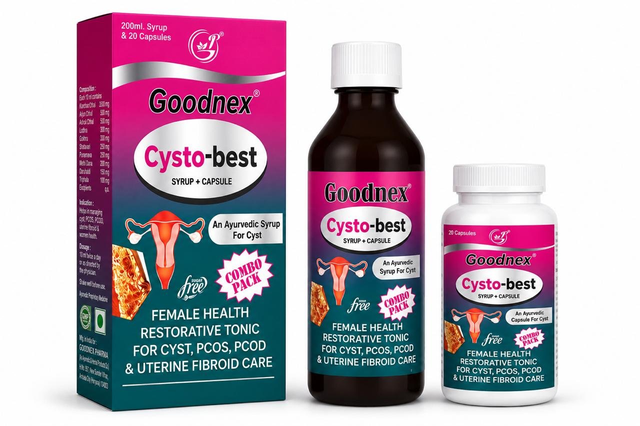 Goodnex Cysto-Best Syrup + Capsule | Ayurvedic Support for PCOS, PCOD & Women's Hormonal Balance
